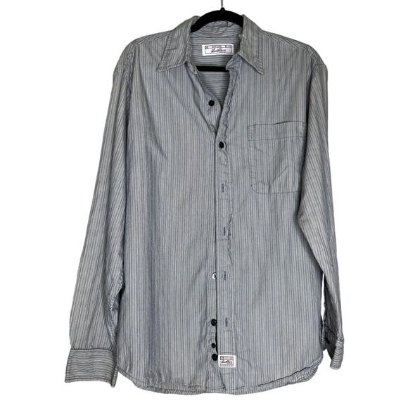 Levi Strauss Shirt Mens Medium Black White Striped Long Sleeve Classic Button-Up - Picture 1 of 5